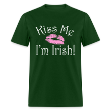 Load image into Gallery viewer, Kiss Me I&#39;m Irish Pink Lipstick St Patricks Day Shirt - forest green