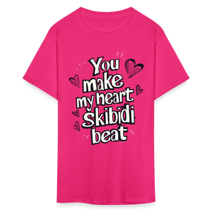 Skibidi Valentines Day Heart Funny Boy Teen Girl Guy Teacher T-Shirt - fuchsia