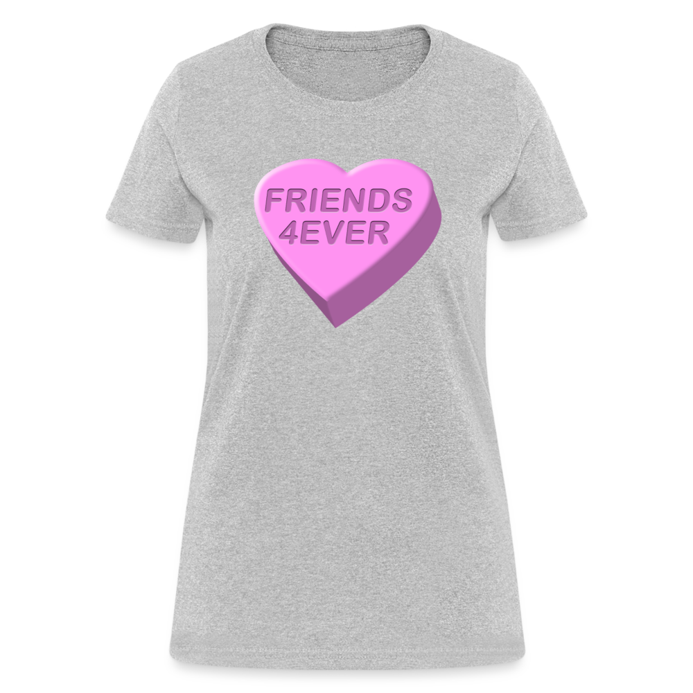 Cute Candy Heart Best Friends 4Ever Valentines Day Shirt - heather gray