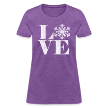 Load image into Gallery viewer, Love Snowflake Vintage Christmas T-Shirt - purple heather