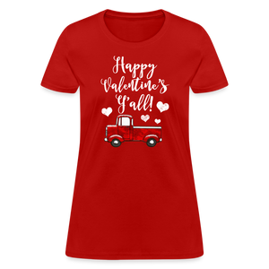 Happy Valentines Day Yall Country Southern Womens Tshirt - red