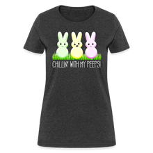 Load image into Gallery viewer, Chillin&#39; With My Peeps Cute Easter Bunny Womens T-Shirt - heather black