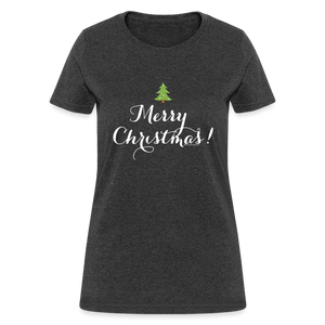 Merry Christmas Cute Script Womens T Shirt - heather black