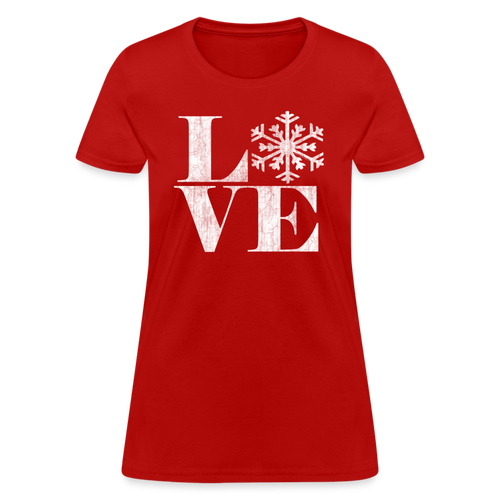 Love Snowflake Vintage Christmas T-Shirt - red