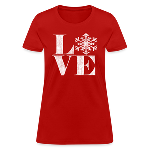 Love Snowflake Vintage Christmas T-Shirt - red