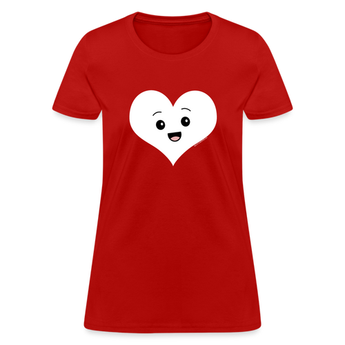 Cute Kawaii Heart Face Valentine's Day Shirt - red