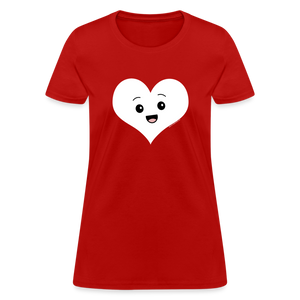 Cute Kawaii Heart Face Valentine's Day Shirt - red