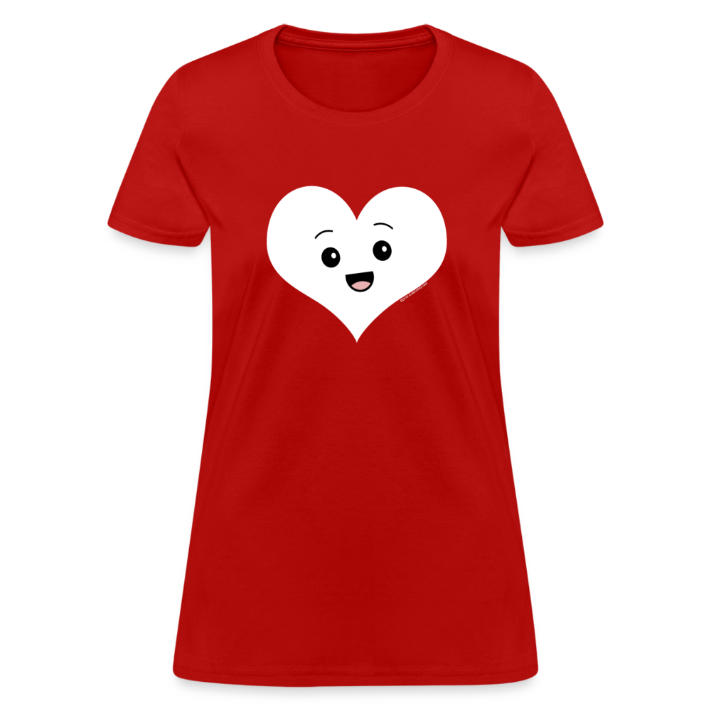 Cute Kawaii Heart Face Valentine's Day Shirt - red