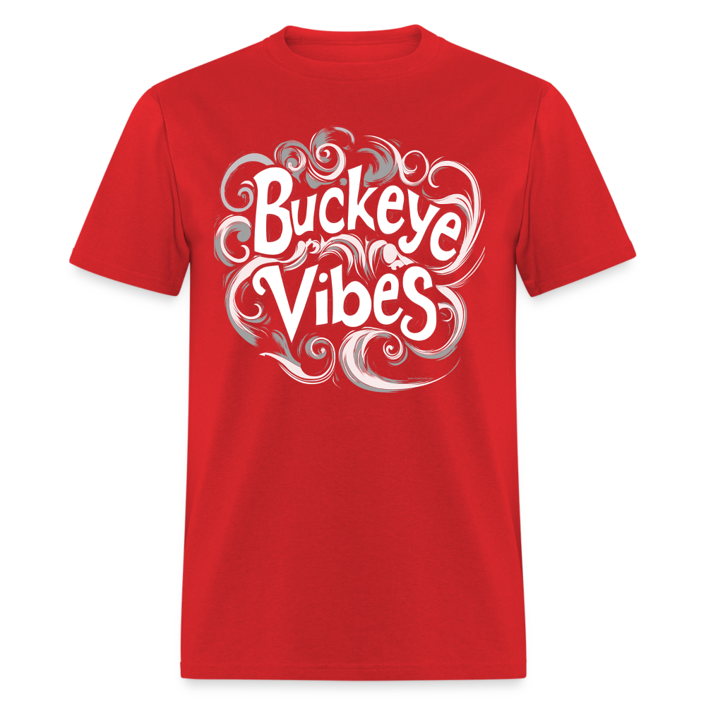 Buckeye Vibes Retro Groovy Ohio Home Buckeye State T-Shirt - red