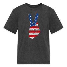 Load image into Gallery viewer, Vintage Peace Sign American Flag 4th of July Kids T-Shirt - heather black