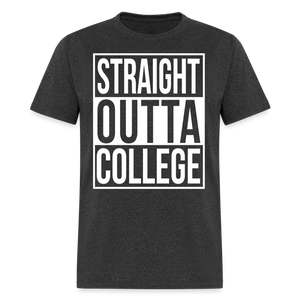 straight outta college funny movie parody graduation t shirt - heather black