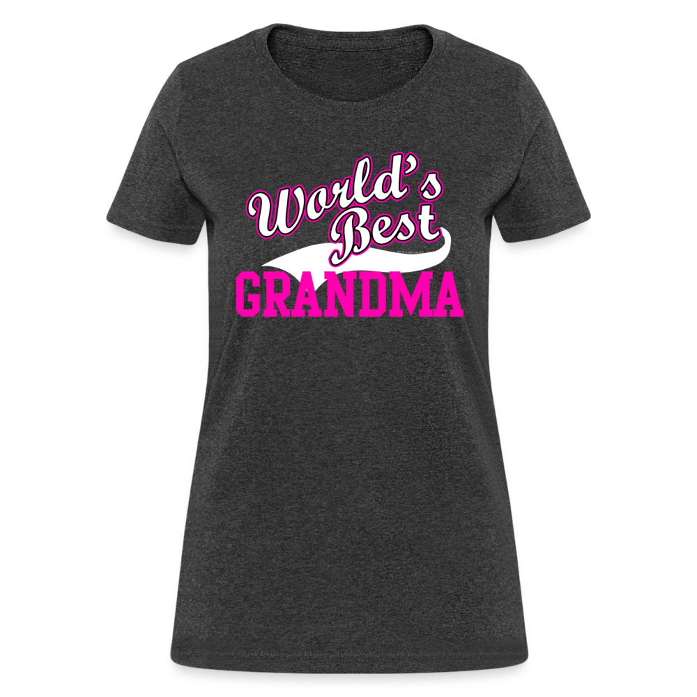 Sporty Hot Pink World's Best Grandma T-Shirt - heather black