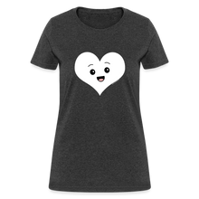 Load image into Gallery viewer, Cute Kawaii Heart Face Valentine&#39;s Day Shirt - heather black