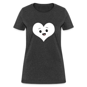 Cute Kawaii Heart Face Valentine's Day Shirt - heather black