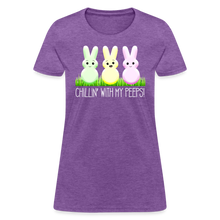 Load image into Gallery viewer, Chillin&#39; With My Peeps Cute Easter Bunny Womens T-Shirt - purple heather