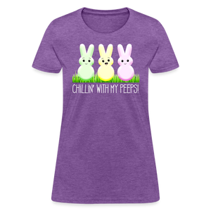 Chillin' With My Peeps Cute Easter Bunny Womens T-Shirt - purple heather