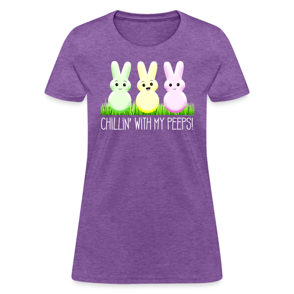 Chillin' With My Peeps Cute Easter Bunny Womens T-Shirt - purple heather