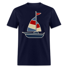 Load image into Gallery viewer, Red and Blue Nautical Sailboat Sailing T-Shirt - navy