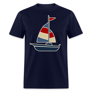 Red and Blue Nautical Sailboat Sailing T-Shirt - navy