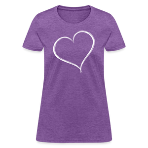 Cute Red Heart Outline Valentines Day Shirt - purple heather