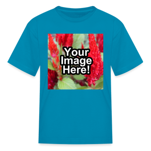 Custom Personalized Photo T-Shirt Create Your Own Kids Gift - turquoise