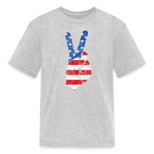 Load image into Gallery viewer, Vintage Peace Sign American Flag 4th of July Kids T-Shirt - heather gray