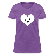 Load image into Gallery viewer, Cute Kawaii Heart Face Valentine&#39;s Day Shirt - purple heather