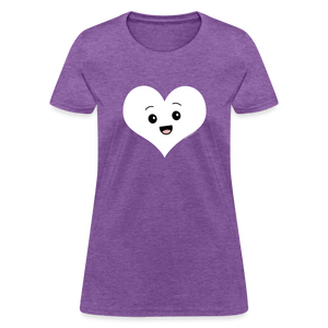 Cute Kawaii Heart Face Valentine's Day Shirt - purple heather