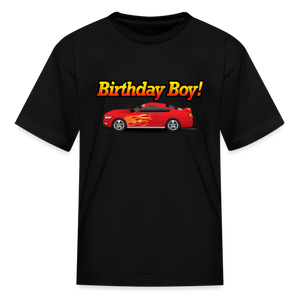 Red Race Car Boys Birthday T-Shirt - black