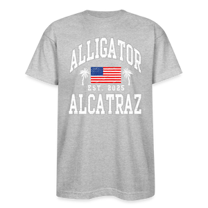 Alligator Alcatraz Est 2025 American Flag Patriotic Made in USA T-Shirt - heather gray