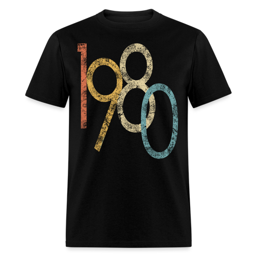 numbers 1980 shirt for men women vintage 40th birthday gifts tshirts retro graphic 80s clothing tee - black