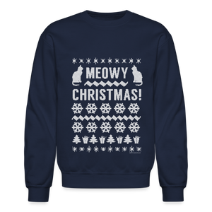 Meowy Christmas Sweater Funny Cat Sweatshirt - navy