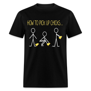 Funny Boys How To Pick Up Chicks T-shirt - black