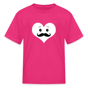 Cute Mustache Heart Valentines Day Shirt for Boys Kids Adult - fuchsia