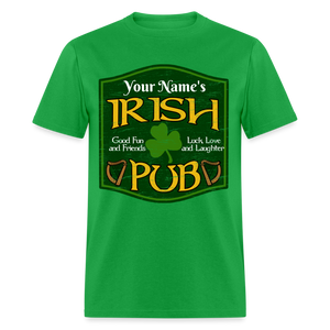 St Patricks Day Men Women Personalized Name Irish Pub T-Shirt - bright green