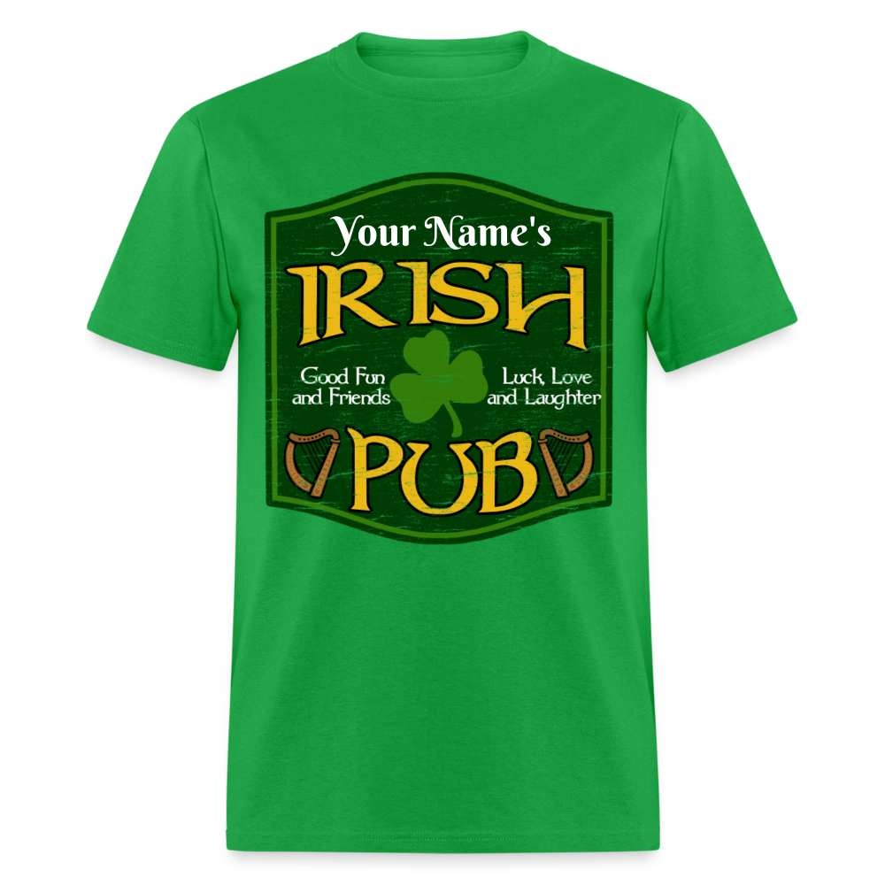 St Patricks Day Men Women Personalized Name Irish Pub T-Shirt - bright green