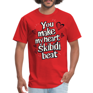 Skibidi Valentines Day Heart Funny Boy Teen Girl Guy Teacher T-Shirt - red