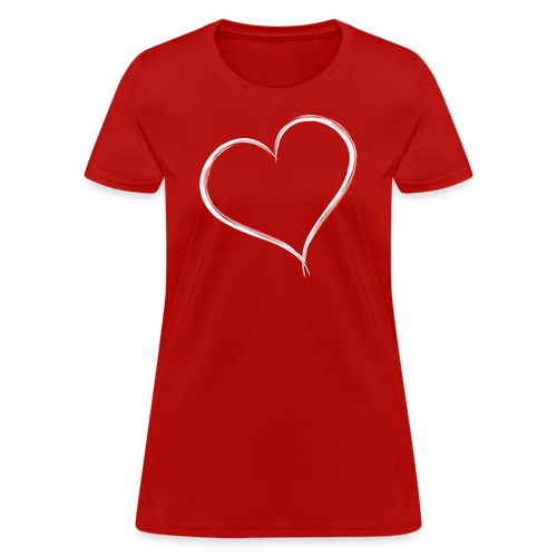 Cute Red Heart Outline Valentines Day Shirt - red