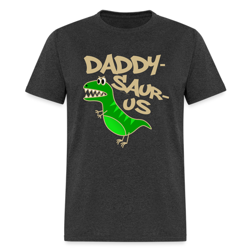 Daddy Saurus Dinosaur T-Rex T-Shirt - heather black