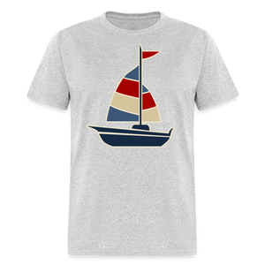 Red and Blue Nautical Sailboat Sailing T-Shirt - heather gray