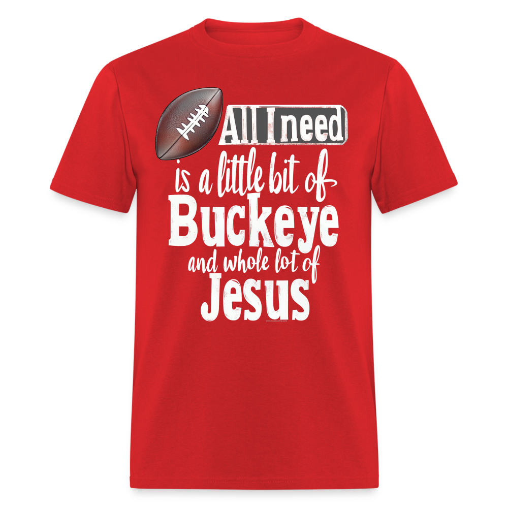 Ohio Buckeye and Jesus Funny Christian Quote State T-Shirt - red