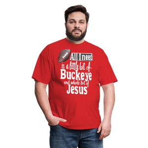 Ohio Buckeye and Jesus Funny Christian Quote State T-Shirt - red