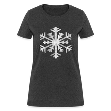 Load image into Gallery viewer, Big Giant Snowflake on Green Christmas Womens T-Shirt - heather black