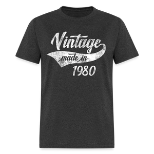 Birthday Vintage 1980 Funny 40th Birthday Swash T-Shirt - heather black