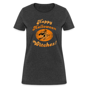 Happy Halloween Witches Cute Womens Vintage T-Shirt - heather black