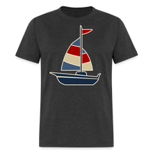 Load image into Gallery viewer, Red and Blue Nautical Sailboat Sailing T-Shirt - heather black