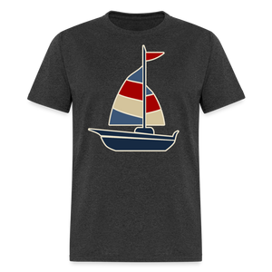 Red and Blue Nautical Sailboat Sailing T-Shirt - heather black