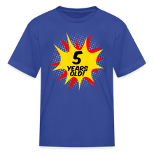 Load image into Gallery viewer, Kids Superhero Comic 5 Years Old Boys Birthday T-Shirt - royal blue