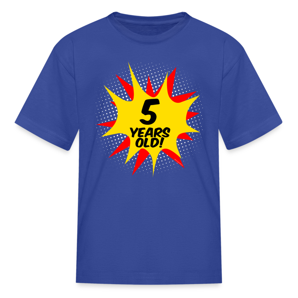 Kids Superhero Comic 5 Years Old Boys Birthday T-Shirt - royal blue