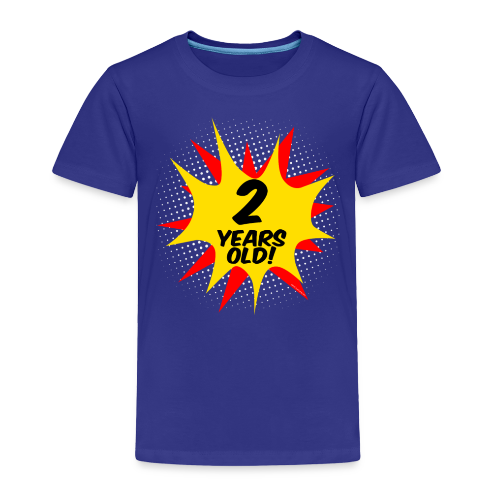 Kids 2 Years Old Superhero Comic Boys 2nd Birthday Party T-Shirt - royal blue